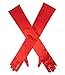 Fepdiu Long Satin Opera Gloves for Women - 1920s Vintage Style Elbow Length Evening Gloves for Wedding, Flapper Costume,Special Occasion Dress,21.5 inches (red)