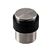 Produktbild JUVA Design Boden-Türpuffer Edelstahl matt Türstopper rund mit Gummi schwarz - STAND | Türanschlag-Puffer für die Boden-Montage | Gummipuffer 5 mm | Höhe: 30 mm | 1 Stück - Stopper mit Schrauben