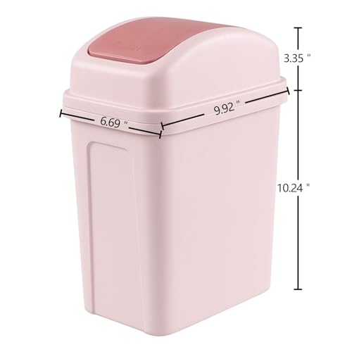 Caneca de basura pequeña 1.8 galones con tapa basculante rosa miniatura 2