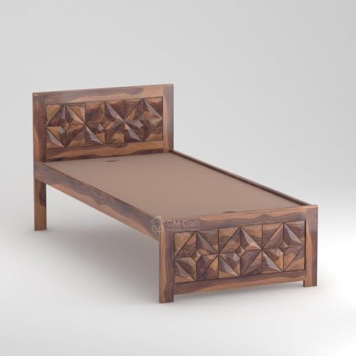 Image of Solid Sheesham Wood Bed 6.5X3 Single Bed Without Storage for Bedroom - Single Cot Wooden BedSingle Size for Living Room Guest Room - 12 Month Warranty (Asher Honey)