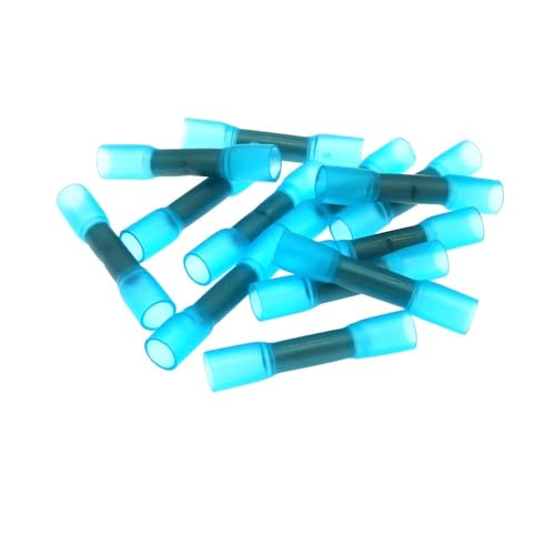 Heat Shrink Butt Terminal Crimp BHT0.5/1.25/2/5 Fully Insulated Red Blue Yellow Wire Connector(BHT2 Blue,20pcs)
