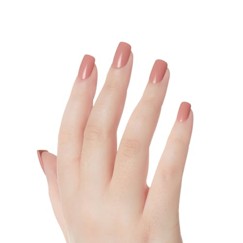 KISS Gel Fantasy Press On Nails with Glue, Pink, Short Length, Squoval Shape, 28 Fake Nails, Net wt. 2 g (0.07oz.) Pink Gel Nail Glue, Mini File, & Manicure Stick – ‘Ribbons’