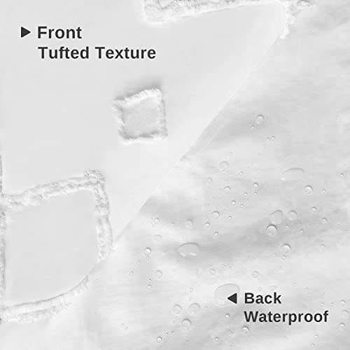 Tisukapy Boho Shower Curtain White Shower Curtains For Bathroom Tassle Tufted Chevron Textured Modern Shower Curtain Set With 12 Hooks, 72 X 72 Inches #TOP3