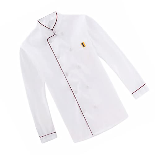 minkissy Long Sleeve Chef Jacket for Kitchen Work Red Embossed Splash Catering Jacket Casual Loose Clothing for Restaurants Hotels and Outdoor Barbecue