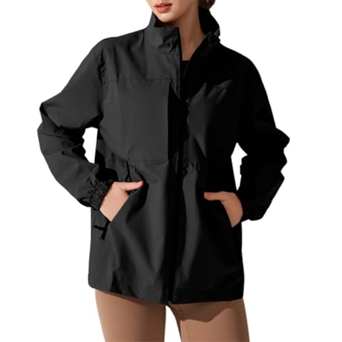 Foweknow Chubasquero ligero para mujer, abrigo softshell, impermeable, transpirable, ligero, chaqueta de primavera para mujer, chaqueta deportiva informal, chaqueta deportiva elegante, chaqueta de
