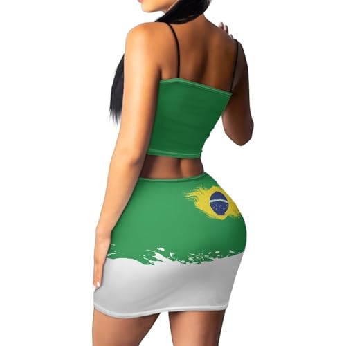 Image of 2025 Sexy Spaghetti Strap Crop Tops and Bodycon Skirt Casual 2 Piece Set S-4XL