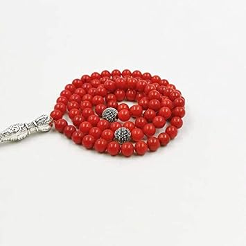 Tasbih Natural Red Coral 6mm 99beads Muslim misbaha Islamic Fashion Jewelry Women Gift (6mm x 99beads)