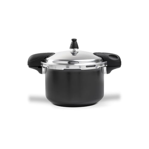 Brinox - Panela de Pressão Pressure 2 Alças 5,4L Ceramic Life Antiaderente com Fundo de Indução - Preto