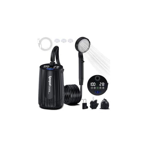 Spopal Portable Shower for Camping, [Upgraded] 10000mAh Rechargeable Camping Shower Pump with LED...