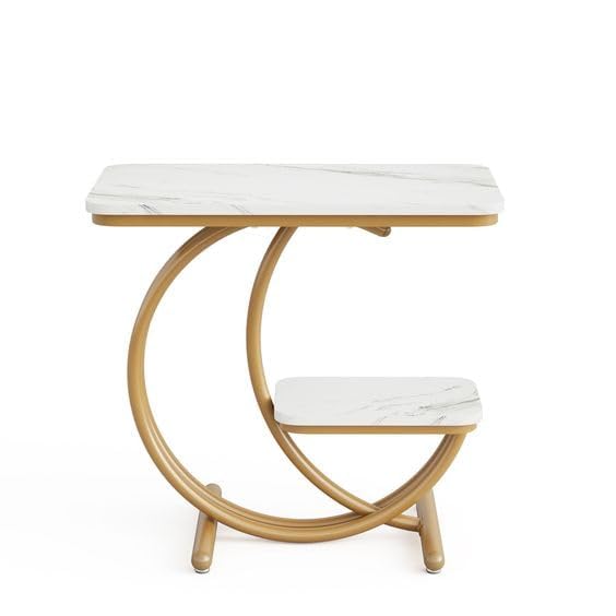 Image of Coffee Table for Living Room End Tables Beside Table with Metal Legs Small Accent Snack Nightstand for Multipurpose Square Table (Full Black)