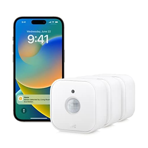 Eve Motion (Matter) Lot de 3 - Détecteur de mouvements Intelligent avec capteur de luminosité, IPX3, Matter Via Thread, Fonctionne avec Apple Home, Alexa, Google Home, SmartThings