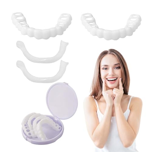 JUGUTA Dientes Postizos Temporales, 2 Pares (4 Piezas) Blancos Para Cubrir Dientes Imperfectos, Con Caja, Talla Única
