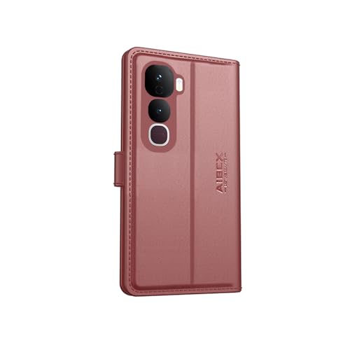 Image of AIBEX Compatible for Compatible for Vivo Y400 5G Flip Cover Leather Finish with Magnatic Closure | Inside TPU with Card Pockets | Wallet Stand | Complete Protection Flip Case -Brown