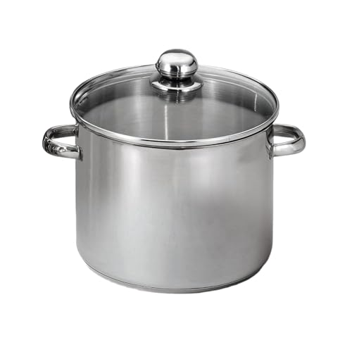 BAUMALU - Marmite Traiteur en Acier Inoxydable - Couvercle Verre, Trou Vapeur, Poignées Métal - Tous Feux dont Induction - Triple Fond Diffuseur - Ø26cm, 11L, Argente