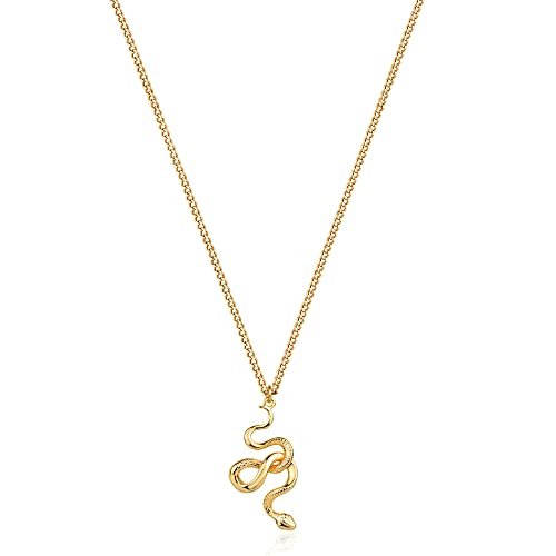 MEVECCO Dainty Gold Snake Necklace for Women 18k Gold Plated Snake Charm Pendent Necklace Minimalist Delicate Handmade Boho Jewelry For Her