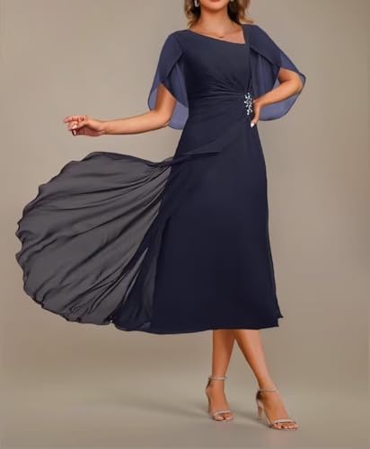 Chiffon Mother of The Bride Dresses for Wedding Ruffle Sleeve Long Formal Evening Party Gown3