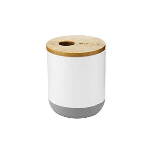 Recipiente Q-Tip Full Circle de vidrio blanco para bastoncillos 2