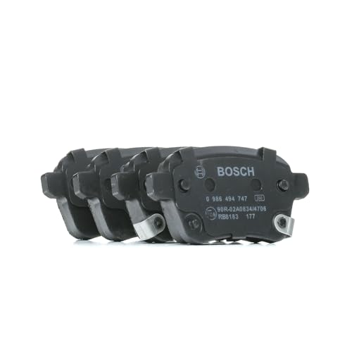 Bosch BP1762 - Brake Pads Car Rear Axle - Bosch Quality - Reduced Noise and Dust - ECE-R90 Certified - Copper-Free - 1 Set of 4 Pads - With Accessories