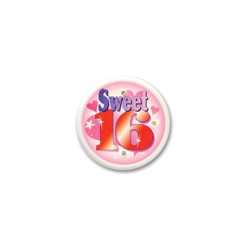 Beistle Sweet 16 Flashing Button, Multicolor Boutonniere for Birthday Parties, Gatherings, & Special Events, HBD Decor & Costume Accessories, 2½"