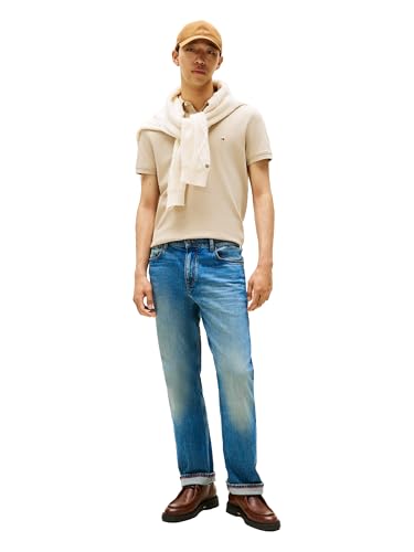 Image of Tommy Hilfiger Men's Short Sleeve Polo Shirts in Regular Fit With Stretch and Organic Pique Cotton