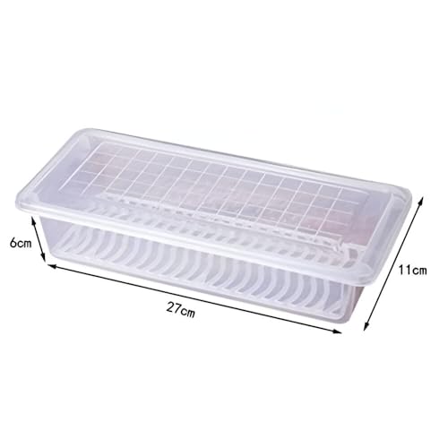 Image of Plastic Transparent Fridge Storage Boxes Organizer with Removable Drain Plate Storage Containers Box Keeps Fruits, Vegetables, Meat, Fish Fresh Longer (White, 1500-ML, Medium, Pack of 1)
