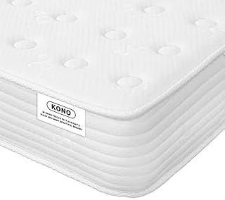 Kono Double Mattress, 4FT6 Pocket Spring Mattress Double Memory Foam Mattress Breathable Foam Medium Firm with Knitted Fabric Fire Resistant - 135 x 190 x 20 cm