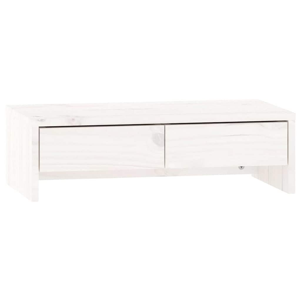Podstawka Pod Monitor Biała 50x27x15 cm z Litego Drewna Sosnowego