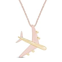 AFFY 14k Gold Over Sterling Silver Two-Tone Airplane Pendant Necklace, Travel Inspired Jewelry Gift for Women with 18" Chain Included