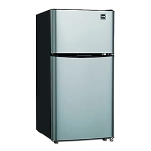 ARCTIC CHEF RFR459 Compact Fridge with Freezer-Dual Adjustable Thermostat-Reversible Door-Removable Glass Shelves-Ideal for Bedroom/Dorm/Apartment/Office Cubic Feet-Platinum, 4.5 cu. ft, Stainless