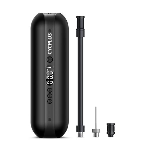 CYCPLUS Electric Air Compressor Portable Bicycle Pump Car Tire Inflator, Max 150 PSI, Auto Shut-Off Air Pump with Presta and Schrader Valves for All Bicycles Motorcycles and Cars