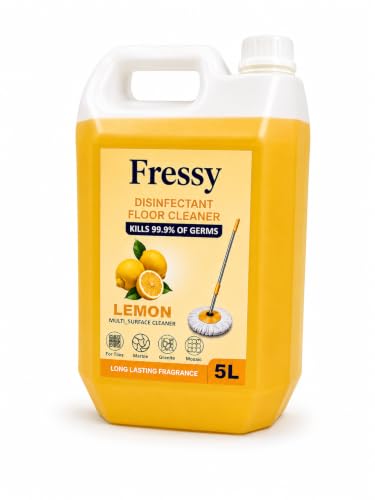 Image of Disinfectant Floor & Surface Cleaner | Lemon Fresh | 5 Litre | Kills 99.9% Germs | Multi-Surface - Bathroom, Ceramic, Marble, Granite, Mosaic