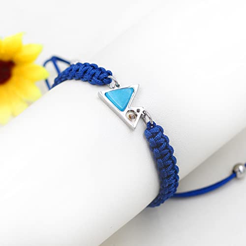 Image of Uloveido Handmade Braided Rope Bracelets with Blue Triangle Mountain Mustard Seed Charm Unisex Mountain Bracelet