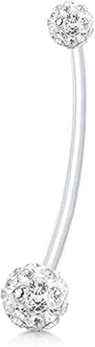 LNYMZD Pregnancy Belly Button Rings Long Bar 38mm Sport Maternity Flexible Bioplast Clear Navel Belly Rings Piercing Retainer Bananabells Piercing Jewellery