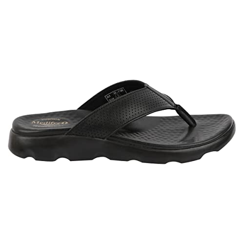 Image of Medifeet Broad Strap Cushioned Leather Slippers for Women
