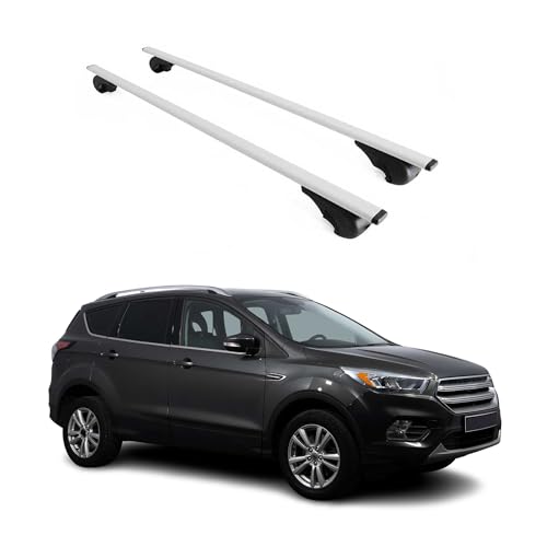 Barre portapacchi compatibili con Ford Kuga II 2013 – 2019, barre di base, grigio, 2 TLG | Portabici anodizzato, portapacchi in ferro