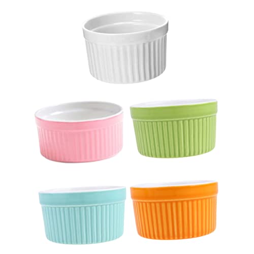 TIDTALEO 5pièces Lot De Ramequins De Cuisson Petits Bols Céramique Ramequins Au Four Ustensiles De Cuisson Pour Pudding Et Pâtisserie