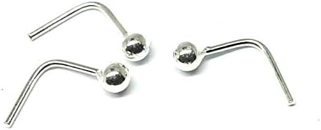 3 x 1.8mm Sterling Silver Ball L shape Nose Studs