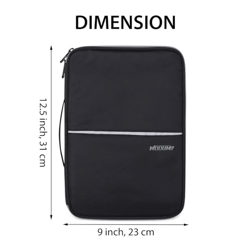 Wooum Tablet Sleeve Organizer Bag for 9 to 11 Inch iPad & 13 Inch Laptop | Slim Travel Document Case | Tech Accessory Organizer | Cable Charger Pen Holder | Office School Carry Pouch, Black