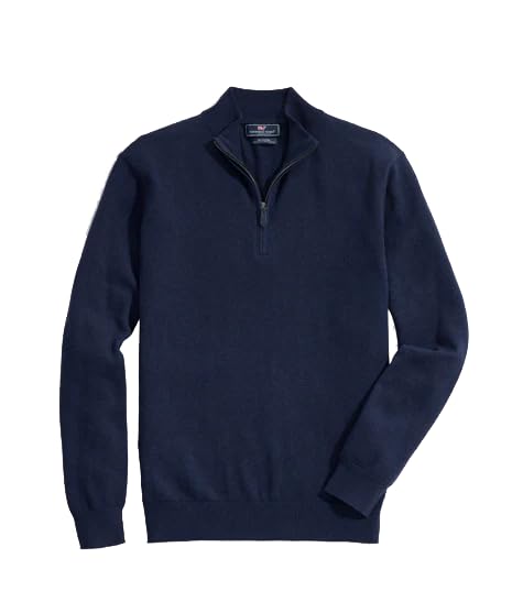 vineyard vines Men's Tall Thaxter Cashmere Blend Quarter-Zip - Deep Bay XT