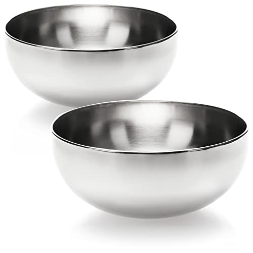 com-four® Juego de tazones de mezcla de 2 piezas de acero inoxidable - Cuenco de acero inoxidable - Cuenco de cocina multifuncional para snacks (2 piezas - Ø 20cm)