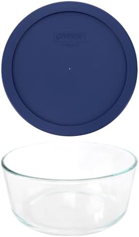 Pyrex 7203 (7-Cup) Glass Bowl with Blue Lid - Made in USA