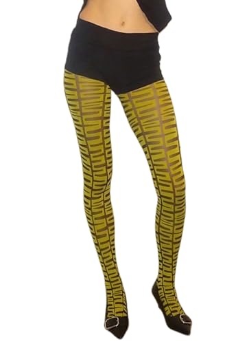 Image of NUFIWI Women Sexy Sheer Patterned Tights Leggings Pantyhose Stockings Colorful Y2k Funky Tights Vintage 90s Streetwear