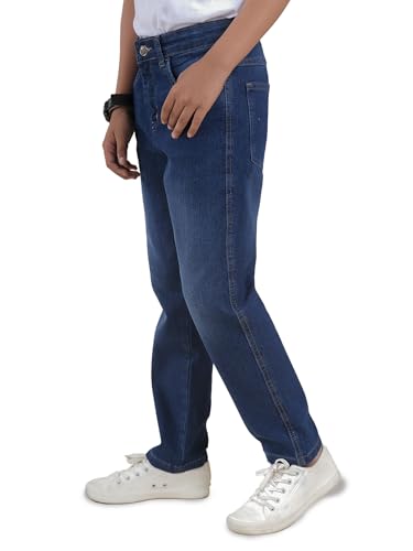 Image of KiddoPanti Boys Full Length Stretchable Straight Fit Washed Denim Jeans