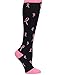 Nurse Mates Women's 12-14 Mmhg Compression Trouser Sock Black W/Pink Ribbons