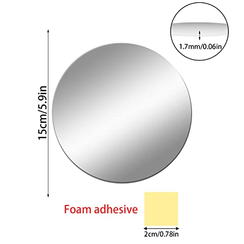 Darenyi 10 Pack 6 Inch Round Mirror Sheets, Self Adhesive Mirror Tiles For Walls Decor, Acrylic Mirror Trays Circle Mirror Plates Round Mirror Bases For Table Centerpieces Wedding #TOP1
