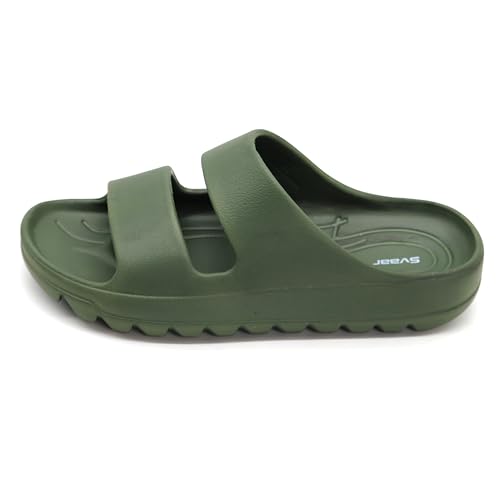 Image of SVAAR Soft EVA Double Strap Slippers for Men | Stylish Anti-Skid Slides with Arch Support & Bouncy Sole | Lightweight Indoor Outdoor Comfort