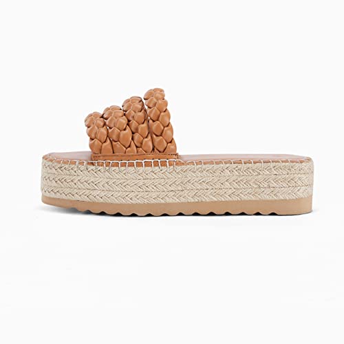 Coutgo Womens Platform Slides Sandals Espadrilles Braided Slip On Open Toe Backless Summer Dress Shoes #TOP5