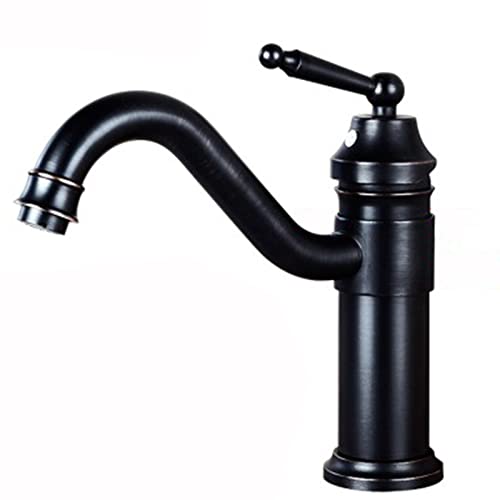 Robinet brossé antique lavabo noir mat monotrou pour salle de bain