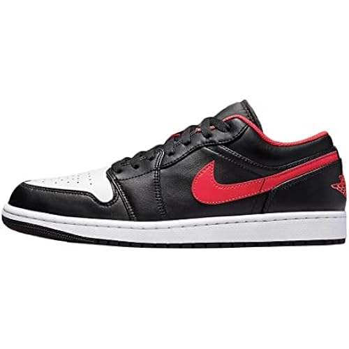 Nike mens Air Jordan 1 Low Shoes, Black/Fire Red-white, 11