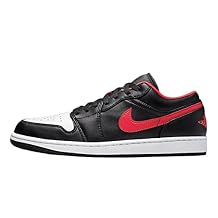 Jordan Mens Air Jordan 1 Low Sneaker, Black/Fire Red-white, 10.5